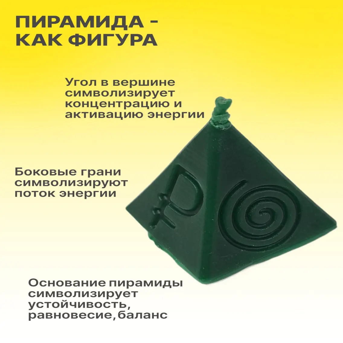 "Денежная пирамида" свеча зелёная восковая