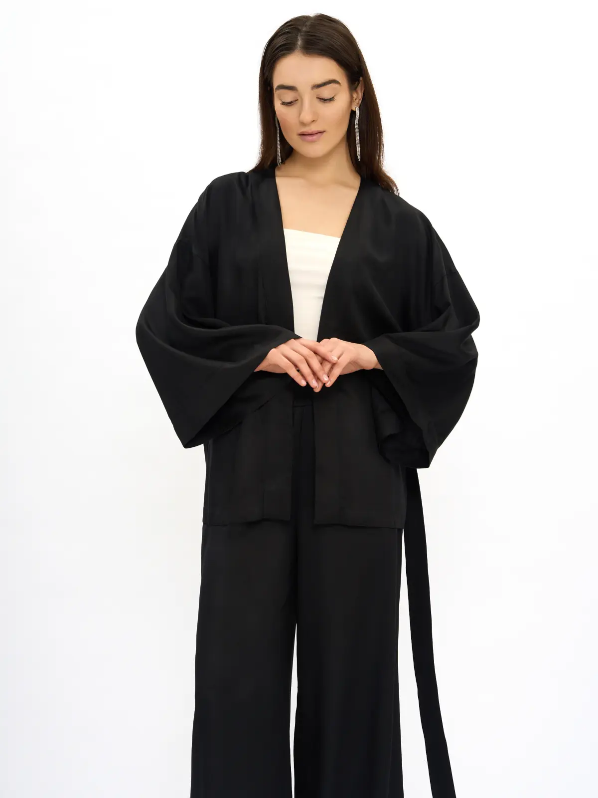 Костюм кимоно короткое с брюками с карманами