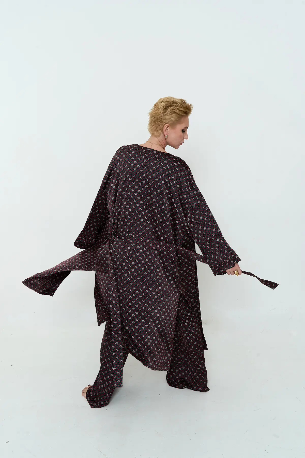 Костюм кимоно длинное с брюками с карманами